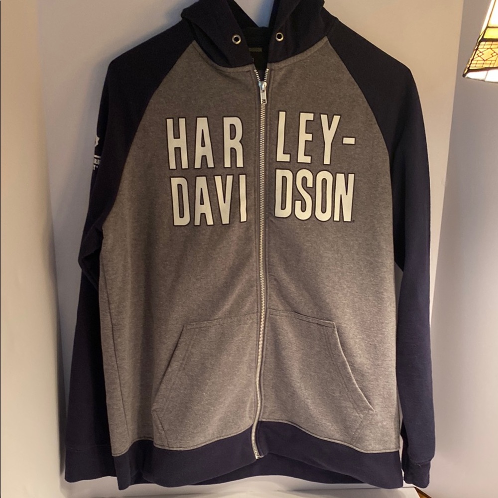 Harley-Davidson Men's Gray and navy blue Sweater.